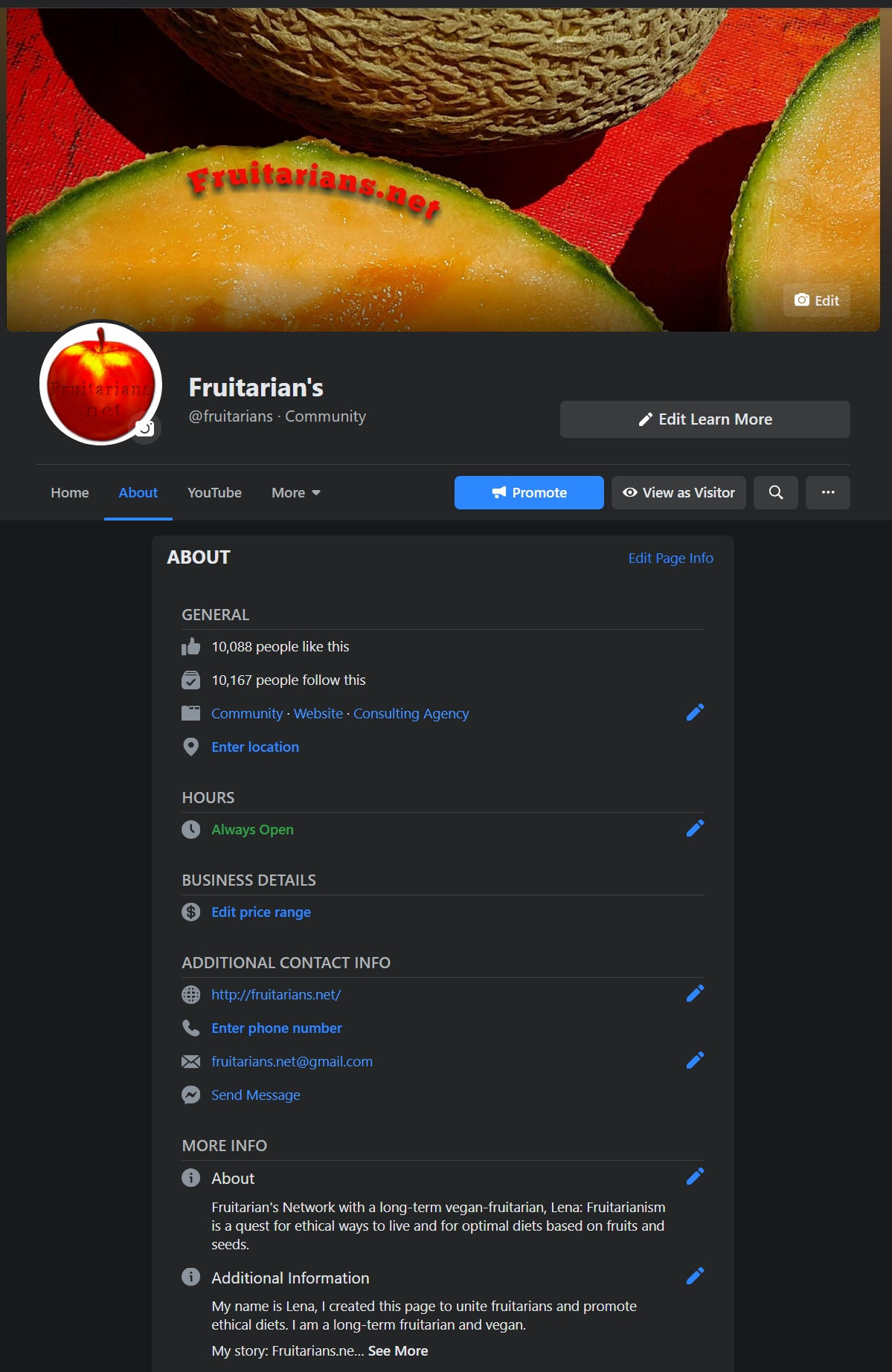 Fruitarian Facebook